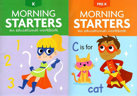 PRE-K & Kindergarten - Morning Starters Educational Workbooks - Set of 2 Books