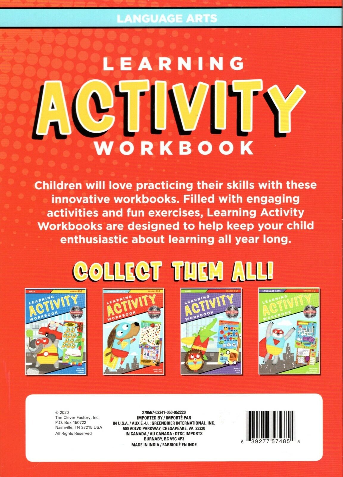 Learning Activity Workbook - Language Arts Grades K 1 - Alphabet Spelling