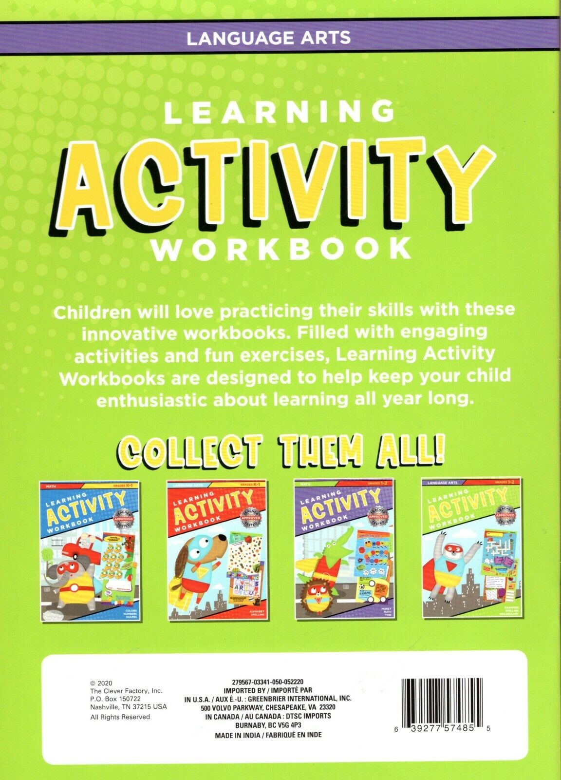 Learning Activity Workbook - Language Arts Grades K 1-2 - Grammar Spelling Vocab