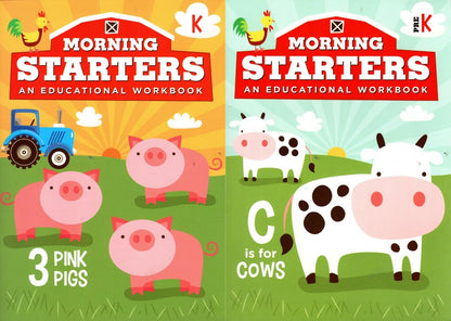 PRE-K & Kindergarten - Morning Starters Educational Workbooks - Set of 2 Books