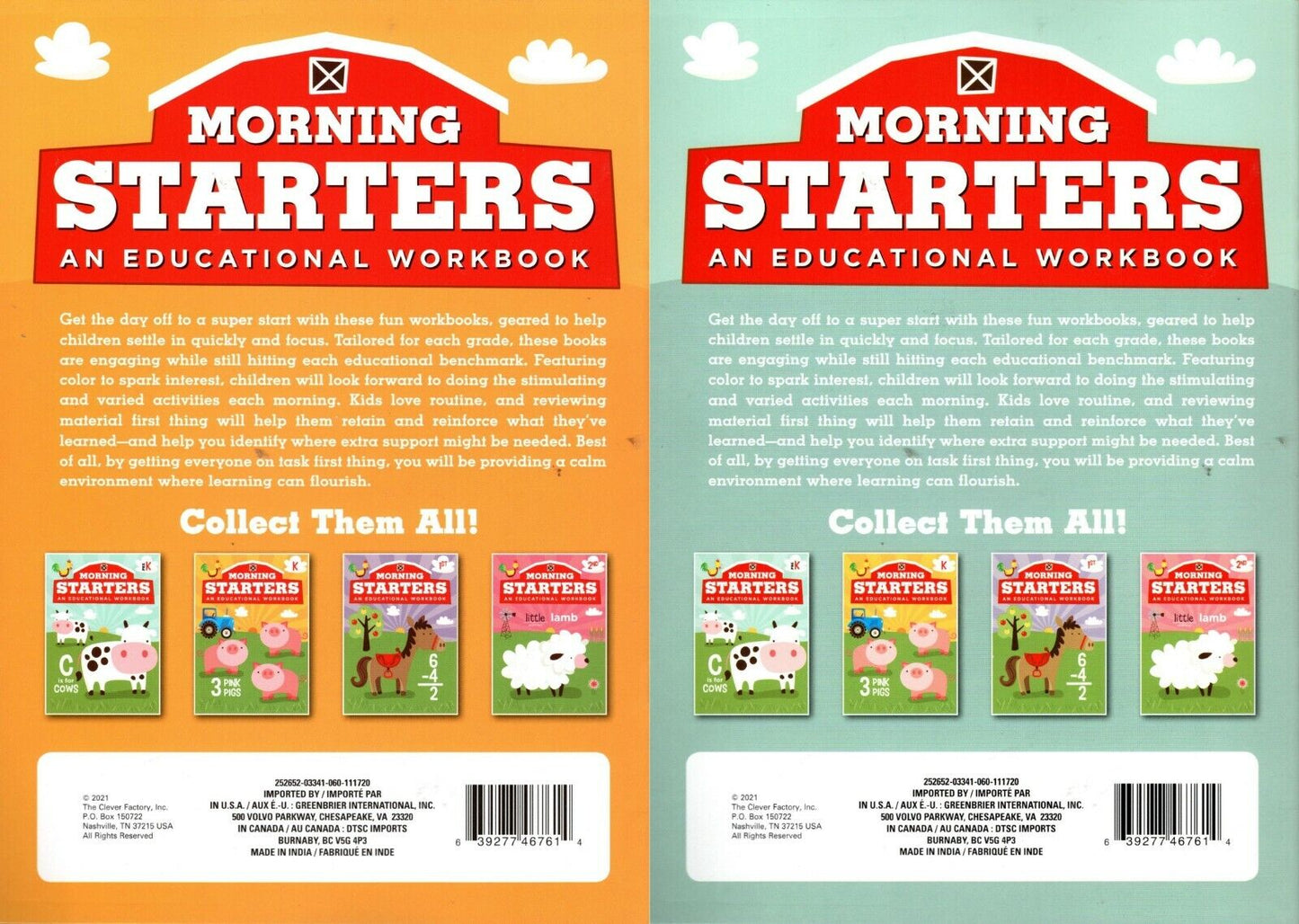 PRE-K & Kindergarten - Morning Starters Educational Workbooks - Set of 2 Books