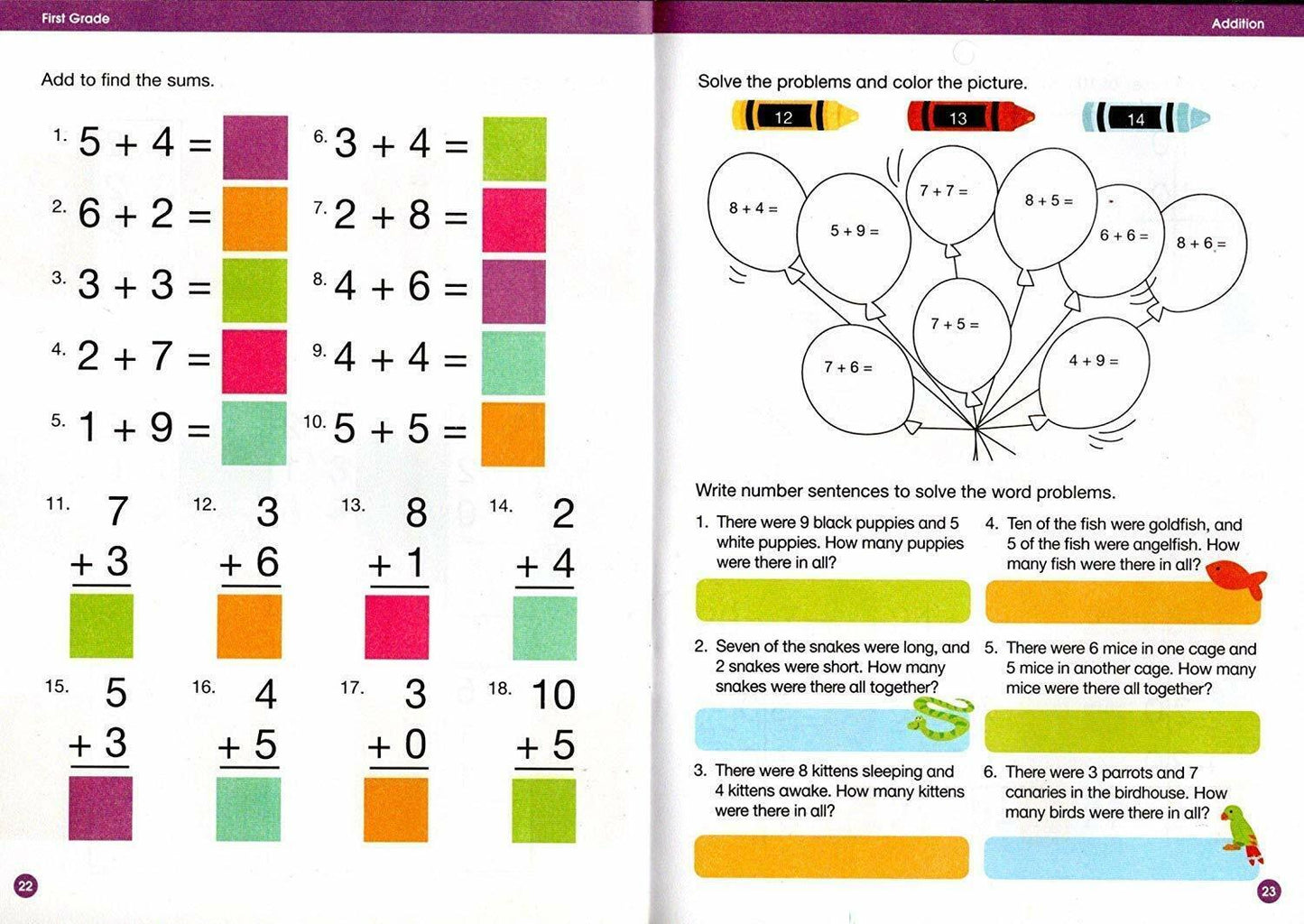 First Grade Educational Workbooks - Good Grades - Addition - v6