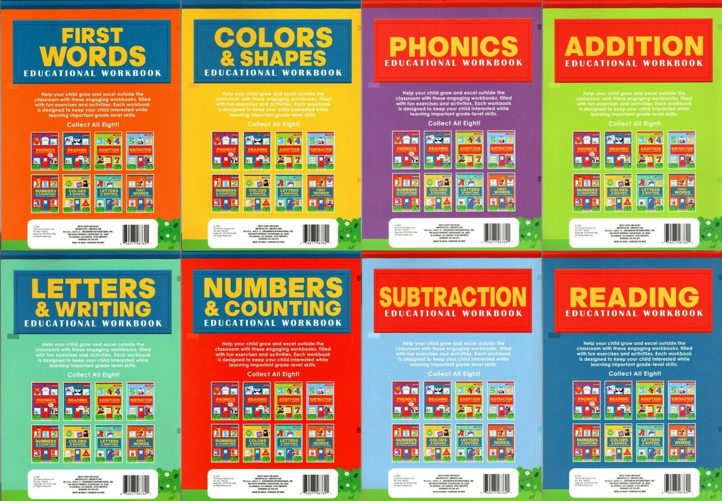 Good Grades Kindergarten Educational Workbooks - Set of 8 Books