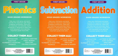 First Grade Educational Workbooks - Spelling, Phonics, Addition, & Subtraction