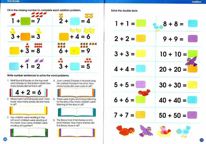 First Grade Educational Workbooks - Spelling, Phonics, Addition, & Subtraction