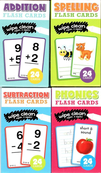 First Grade Educational Workbooks (Set of 4 Books) + Flash Cards Set of 4