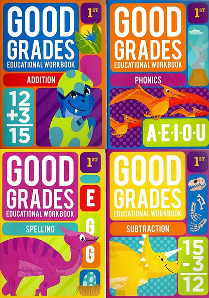 Good Grades First Grade Educational Workbooks - Set of 4 Books - v3