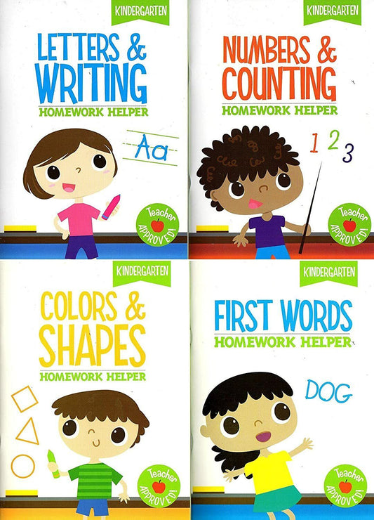 Homework Helper Educational Workbooks - Kindergarten - Set of 4