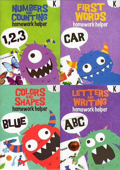 Homework Helper Educational Workbooks - Kindergarten - Set of 4