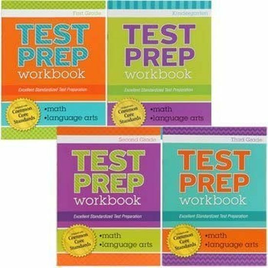 Test Prep Math & Language Arts Workbook (Assorted, Grades Vary) Set of 4