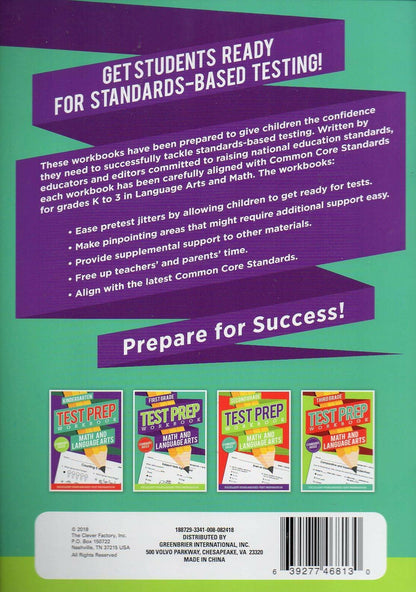 First Grade Math & Language Arts Test Prep Workbook v3