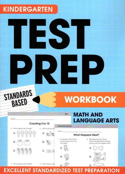 Kindergarten Grade Math & Language Arts Test Prep Workbook