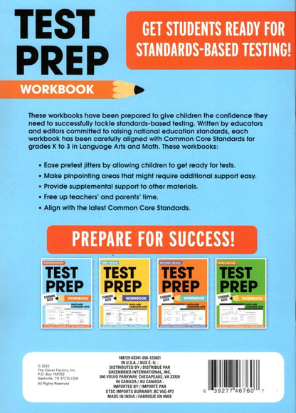 Kindergarten Grade Math & Language Arts Test Prep Workbook