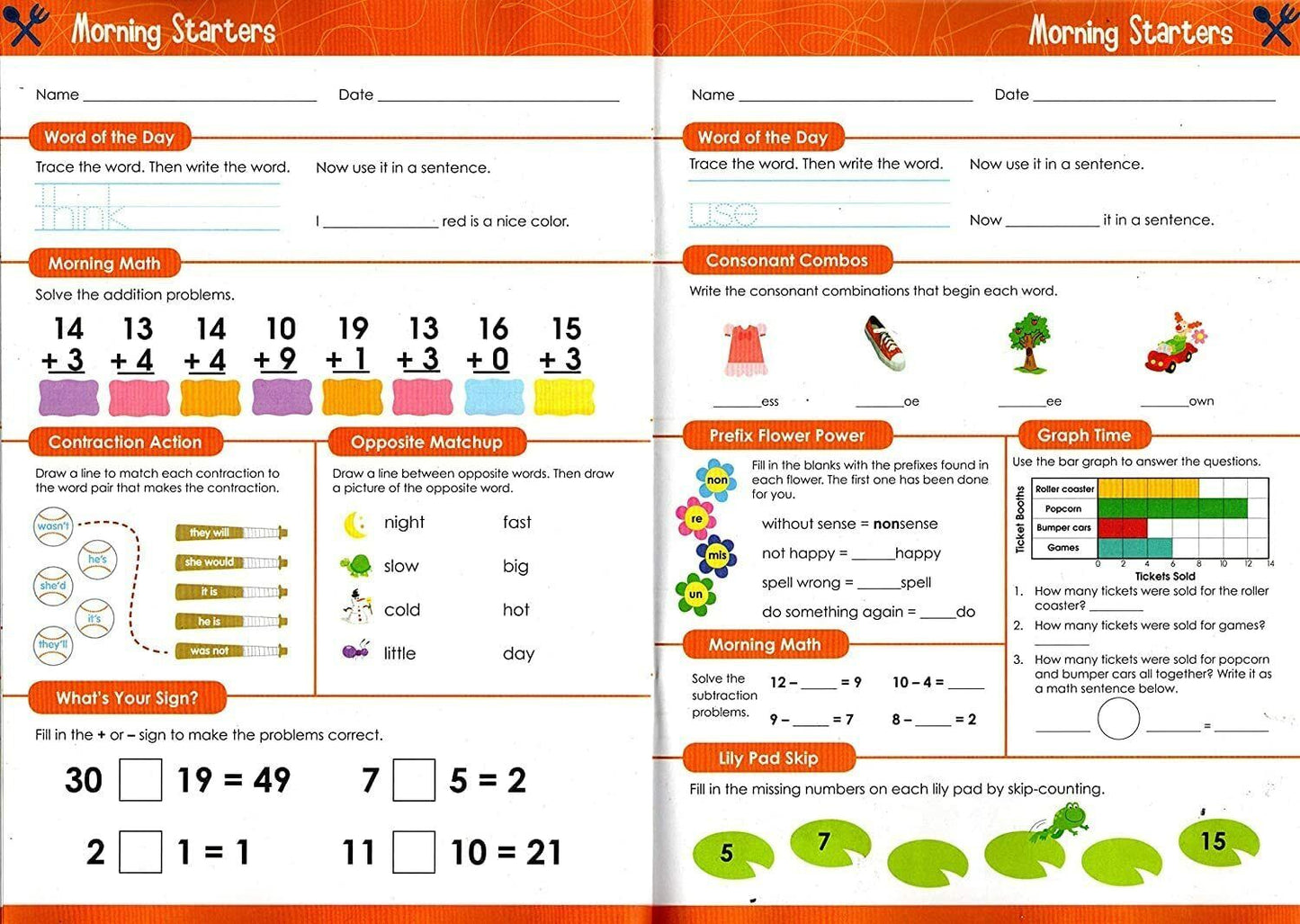 First Grade - Morning Starters Educational Workbooks v11