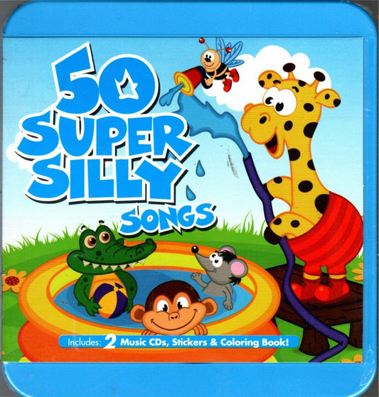 50 Super Silly Songs (2 CDs, Stickers & Coloring Book) CD for Kids