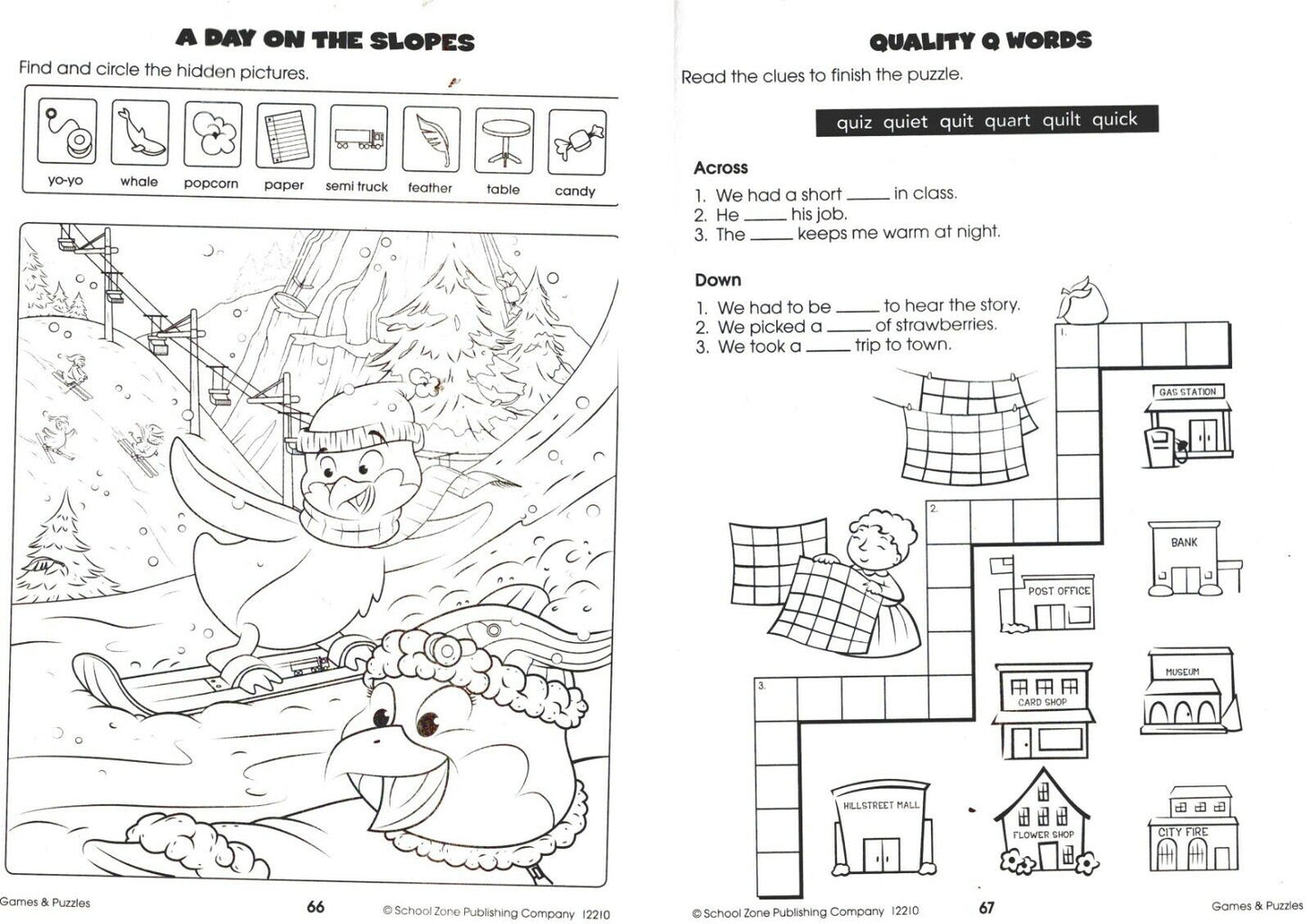 School Zone - Word Searches and Games & Puzzles - Children Book (Set of 2 Books)