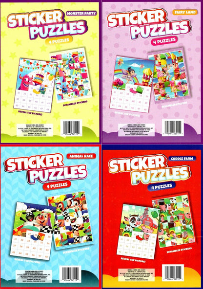 Activity Books for Kids: Sticker Puzzles - Fairy Land, Animal Race, Cuddle Farm