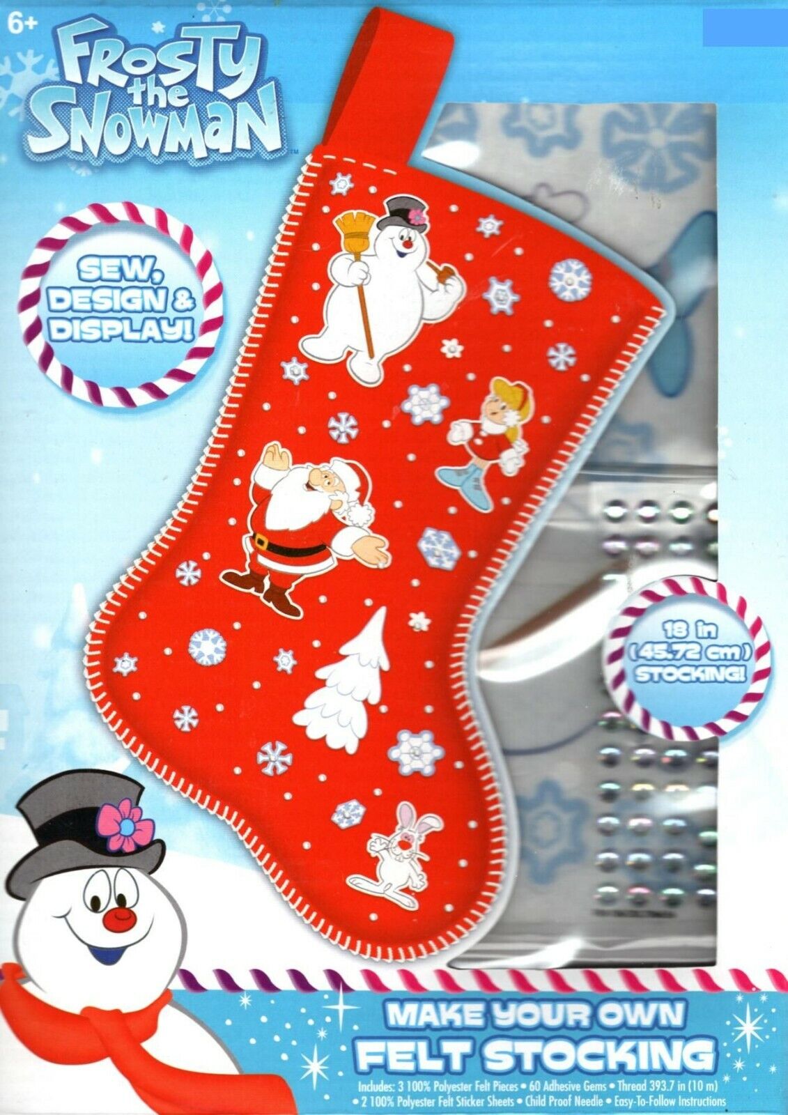 Frosty MAKE YOUR OWN STOCKING Christmas Craft Felt Stickers Gems Sew Design