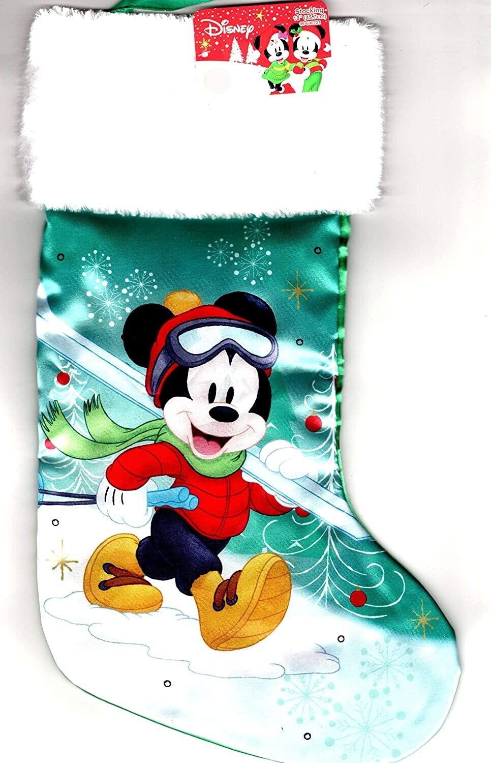 Disney Mickey Mouse 18" Full Printed Satin Christmas Stocking with Plush Cuff