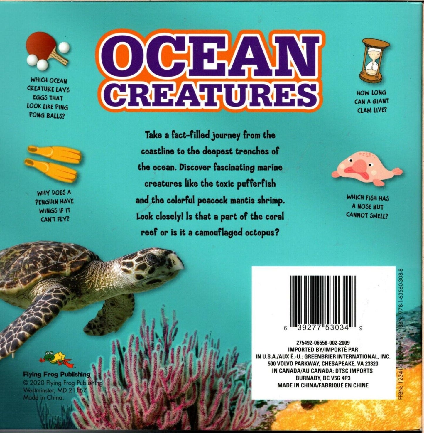 Ocean Creatures - Learn about all Dolphins, Sharks, and more with Fun Facts! Book