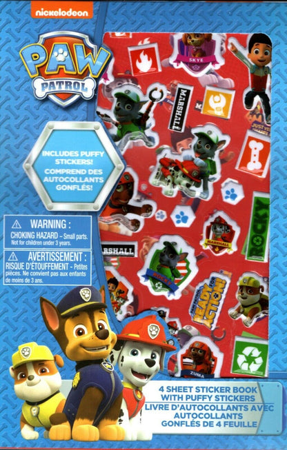 Nickelodeon Paw Patrol - Includes Puffy Stickers 4 Sheet Sticker Book