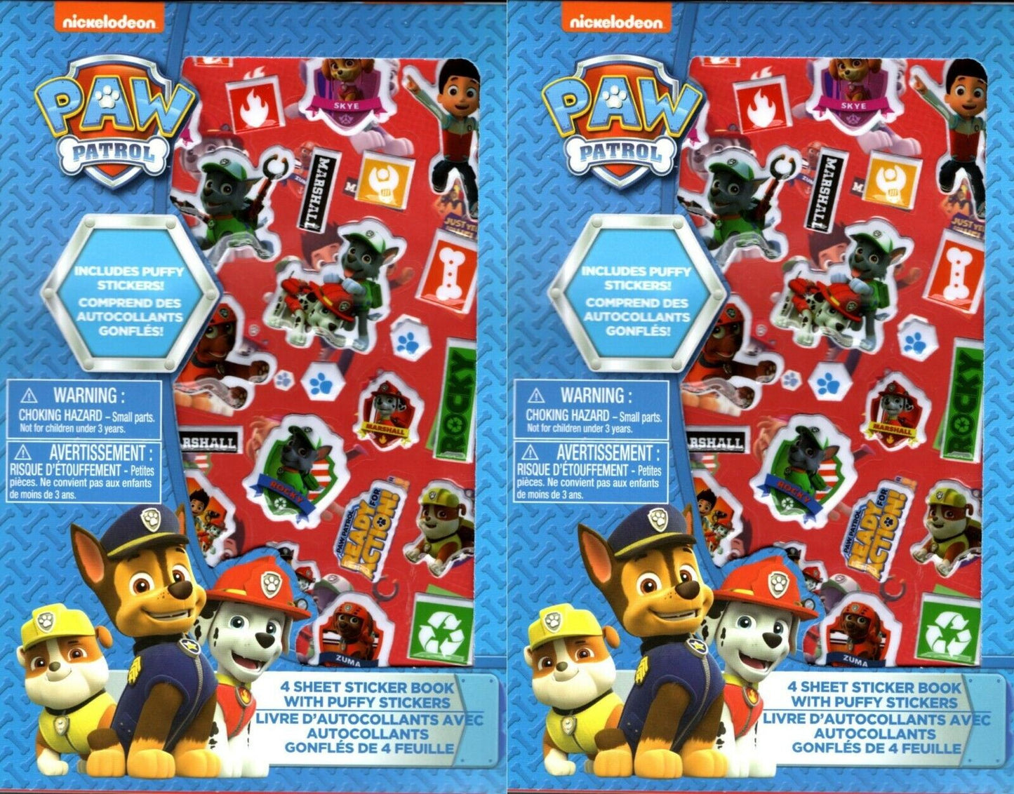 Nickelodeon Paw Patrol - Includes Puffy Stickers 4 Sheet Sticker Book (Set of 2)