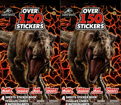 Jurassic World - Over 150 Stickers 4 Sheet Sticker Book (Set of 2)