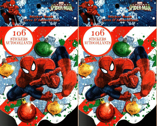 Holiday Christmas Sticker Books - Marvel Spider-Man 106 Stickers! (Set of 2)