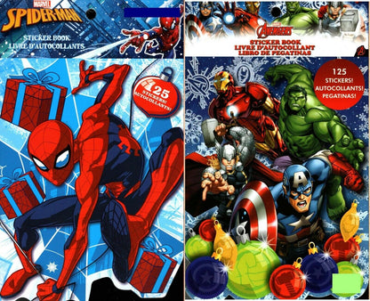 Holiday Christmas Sticker Books - Marvel Spider-Man and Avengers 125 Stickers!