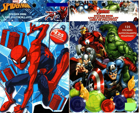 Holiday Christmas Sticker Books - Marvel Spider-Man and Avengers 125 Stickers!