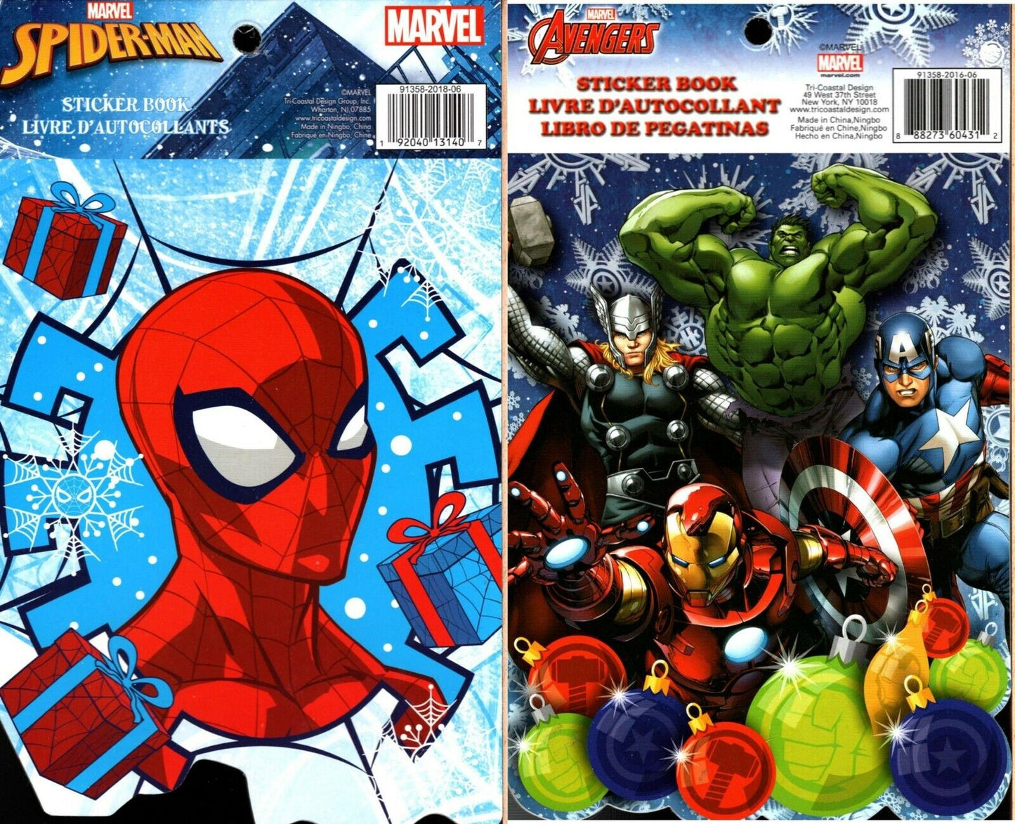 Holiday Christmas Sticker Books - Marvel Spider-Man and Avengers 125 Stickers!