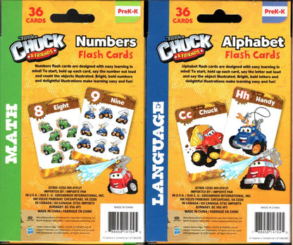 Hasbro Tonka Chuck & Friends Flash Cards - Numbers, Alphabet - PreK-K Set of 2