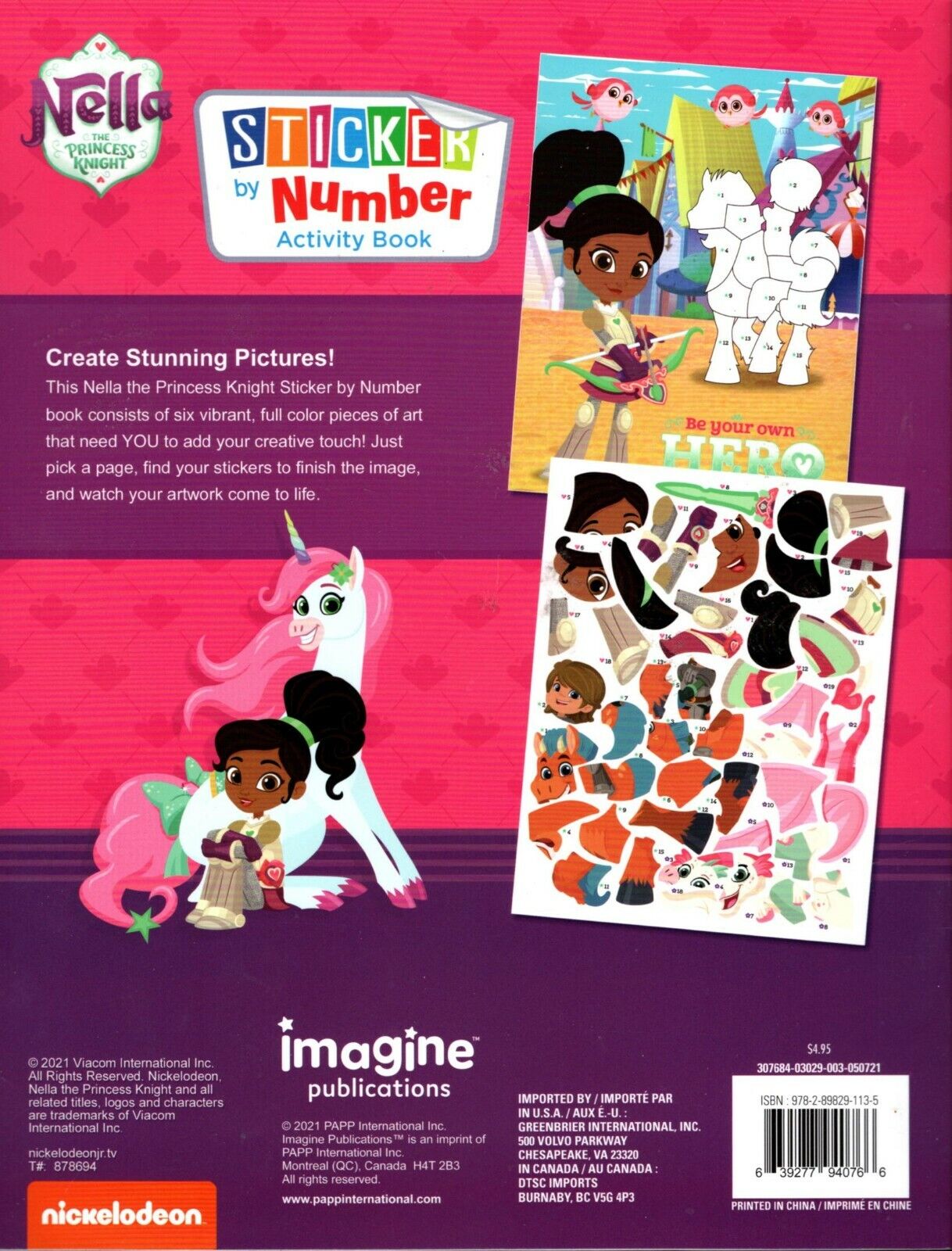 Nella The Princess Knight - Sticker by Number Activity Book Over 100 Stickers