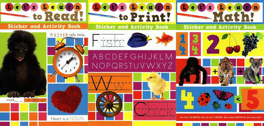 Let's Learn to Read / Let's Learn Math / Let's Learn to Print Sticker Books Set