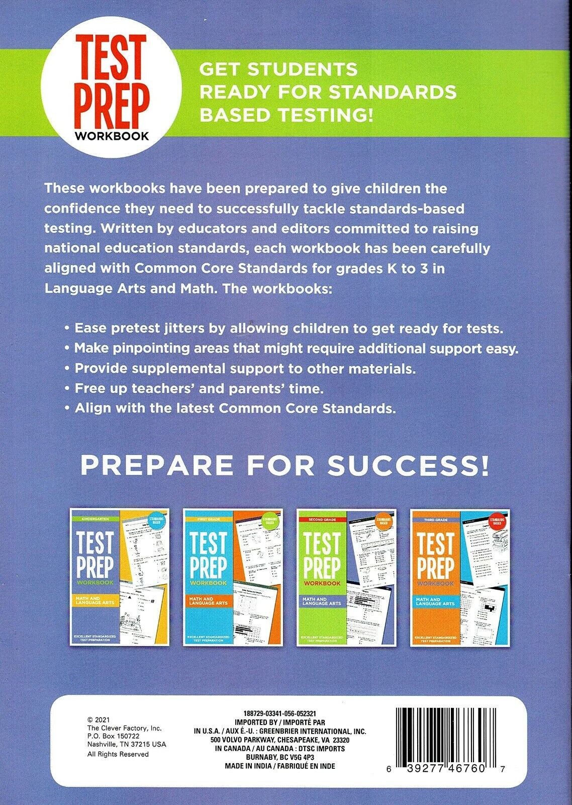 Second Grade Math & Language Arts Standards Based Excellent Standardized Test Workbook