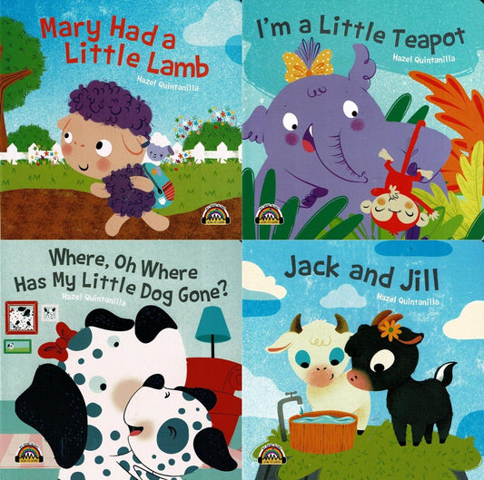 Jack and Jill, Where, Oh Where Has My Little Dog Gone?, I`m a Little Teapot, Mary Had a Little Lamb. - Children's Board Book (Set of 4 Books)