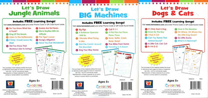 Step-by-Step Tutorial Books - Let`s Draw Dogs&Cat, Big Machines, Jungle Animals - Book