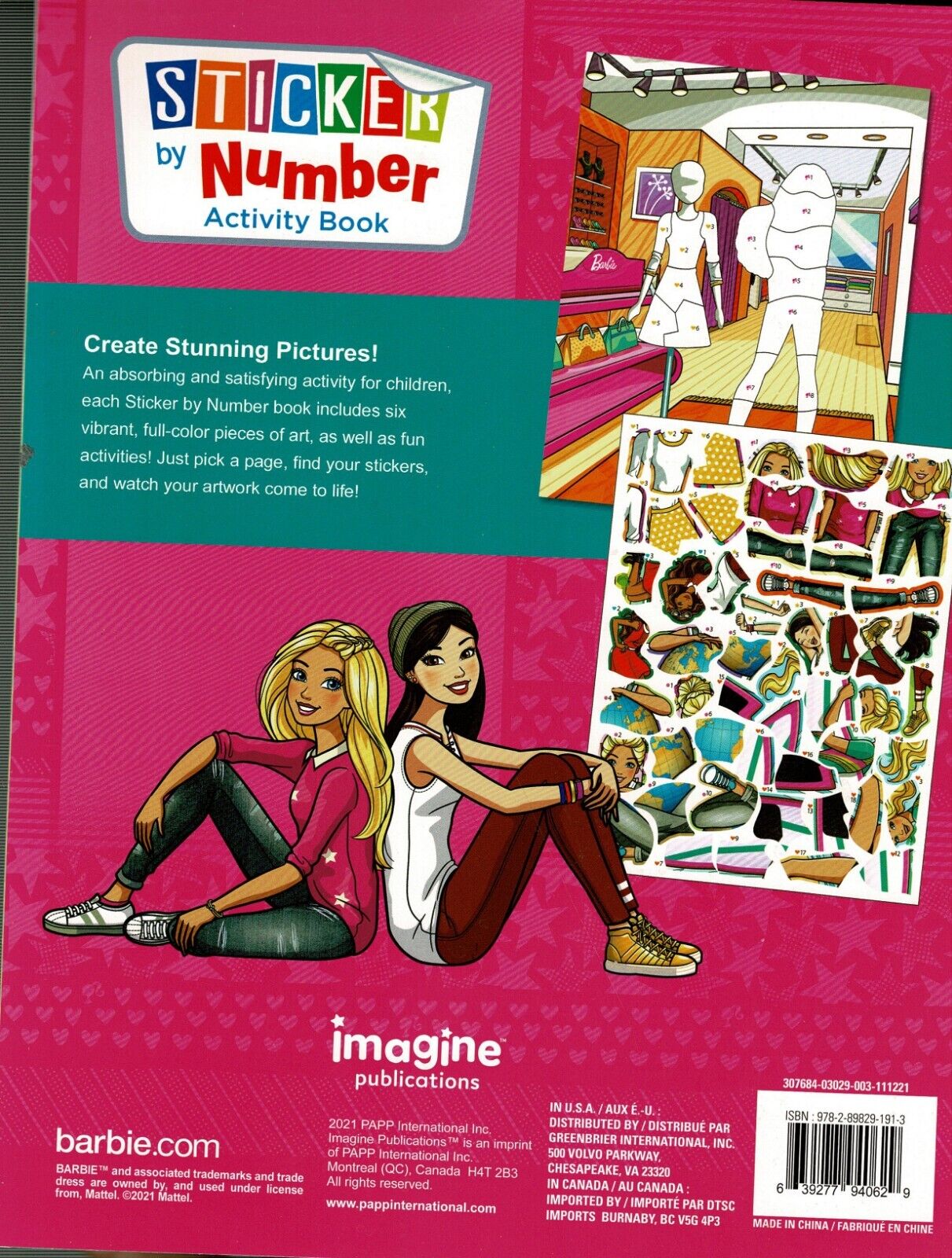 Barbie - Sticker by Number Activity Book Over 125 Stickers