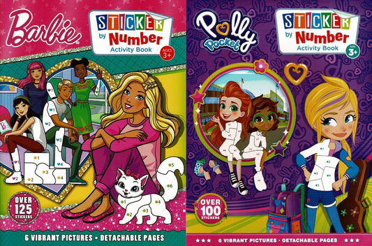 Polly Pocket & Barbie - Sticker by Number Activity Book Over 125 Stickers