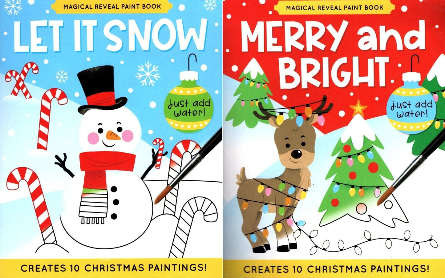 Merry and Bright & Let it Snow - Magical Reveal Paint Books (Set of 2 Books)