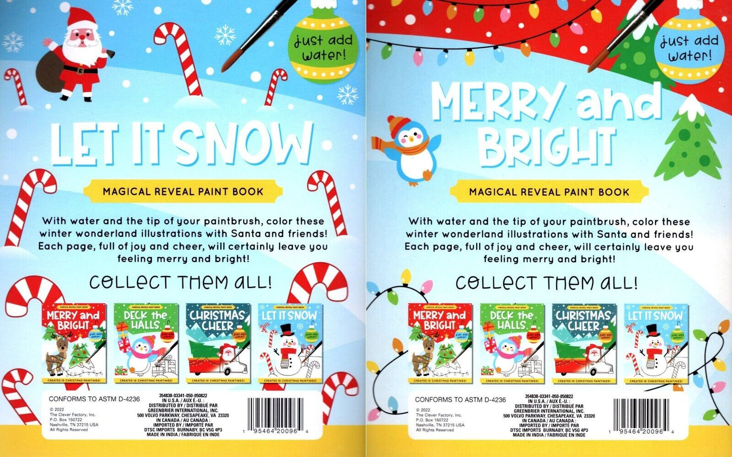 Merry and Bright & Let it Snow - Magical Reveal Paint Books (Set of 2 Books)