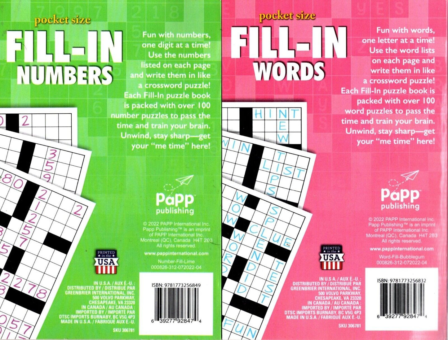 Fill in Numbers and Fill in Words - Over 100 New Puzzles - (Pocket Size) - Vol.4