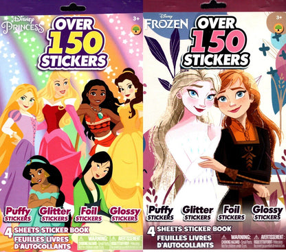 Disney Princess & Frozen - Over 150 Includes Stickers Collection Book (Set of 2)