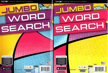 Large Print Jumbo Puzzles and Games - Jumbo Word Search vol.1-2 (Set of 2 Books)