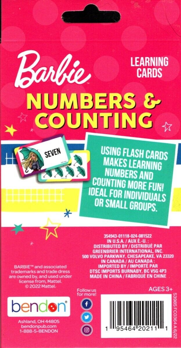 Barbie - Numbers & Counting - Learning 36 Flash cards