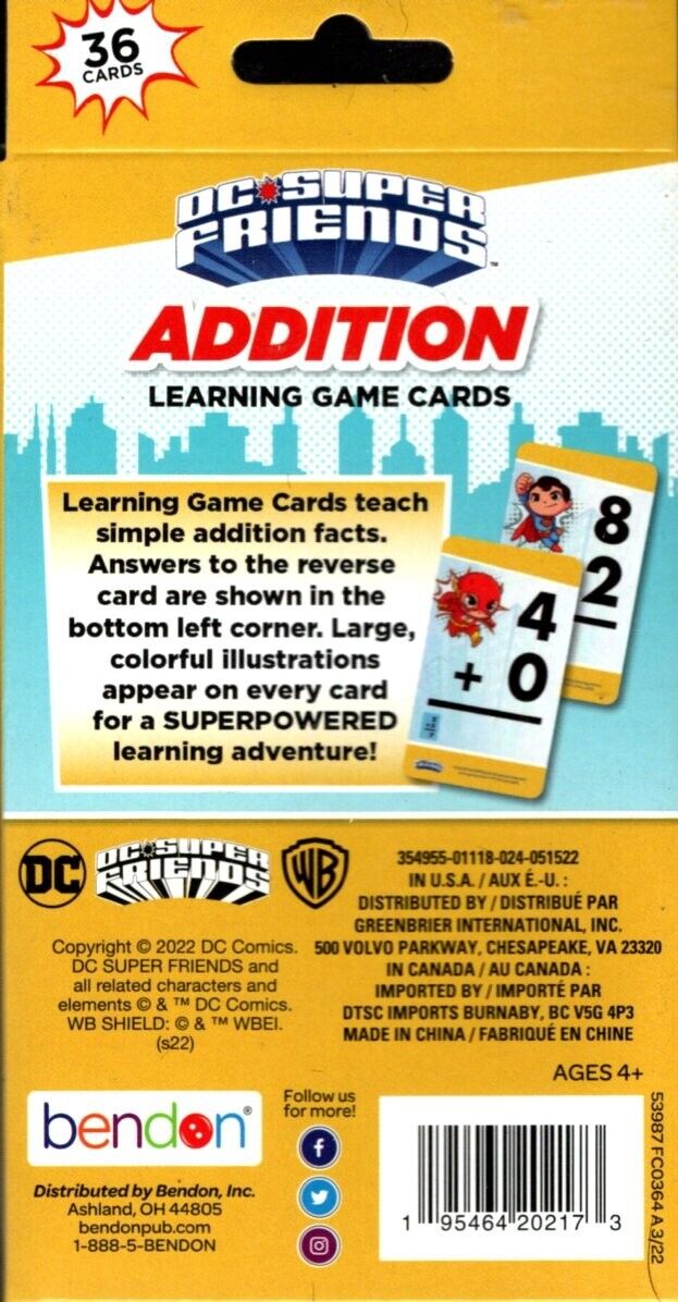 DC Super Friends - Addition - Learning 36 Flash cards