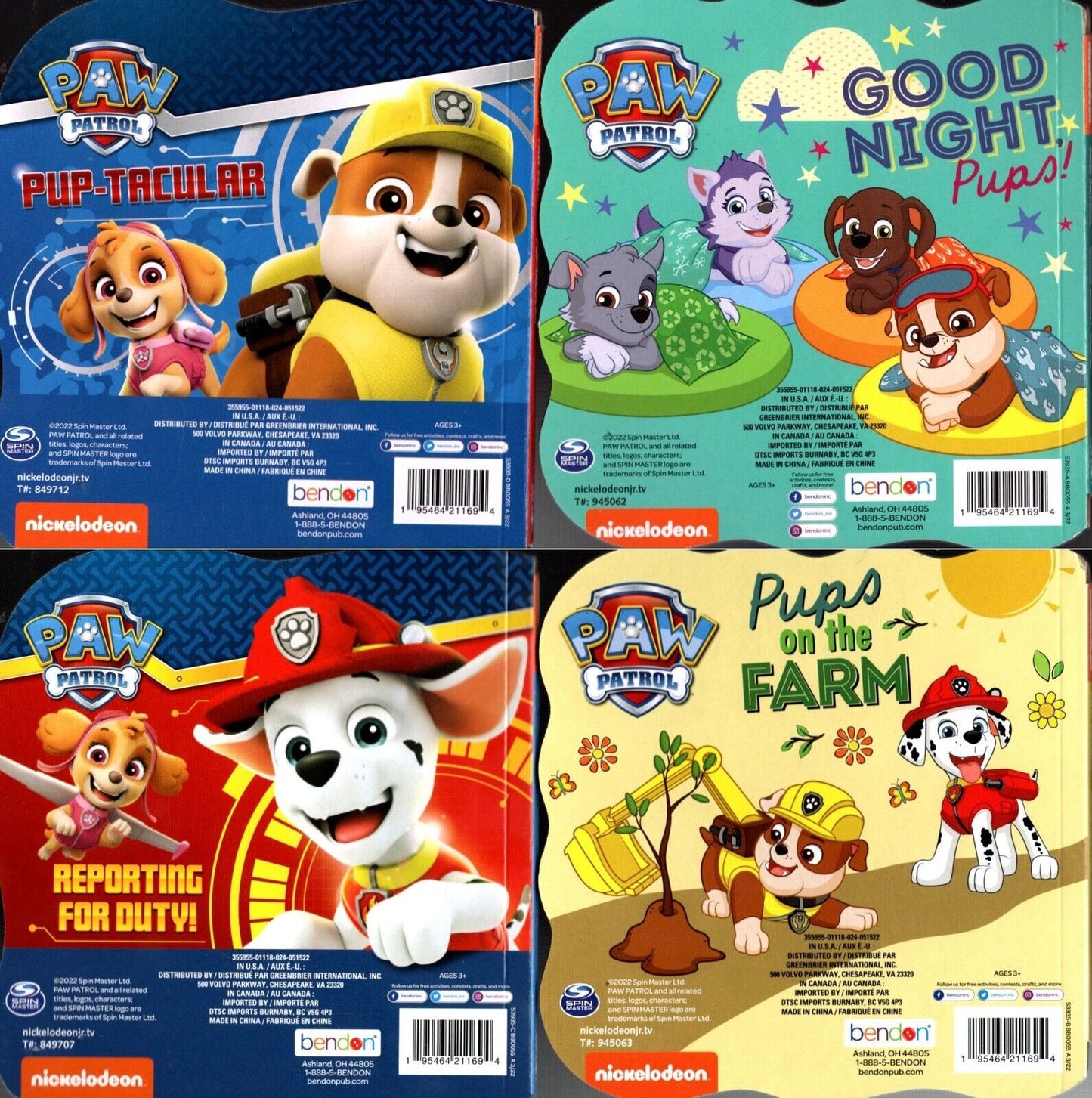 Paw Patrol - Pup-Tacular, Good Night Pups, Reporting For Duty, and Pups Set