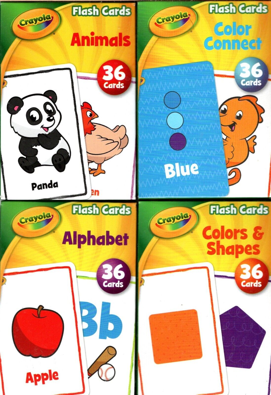 Crayola - Language Skills Flash Cards - Animals, Color, Alphabet, Color &Shapes