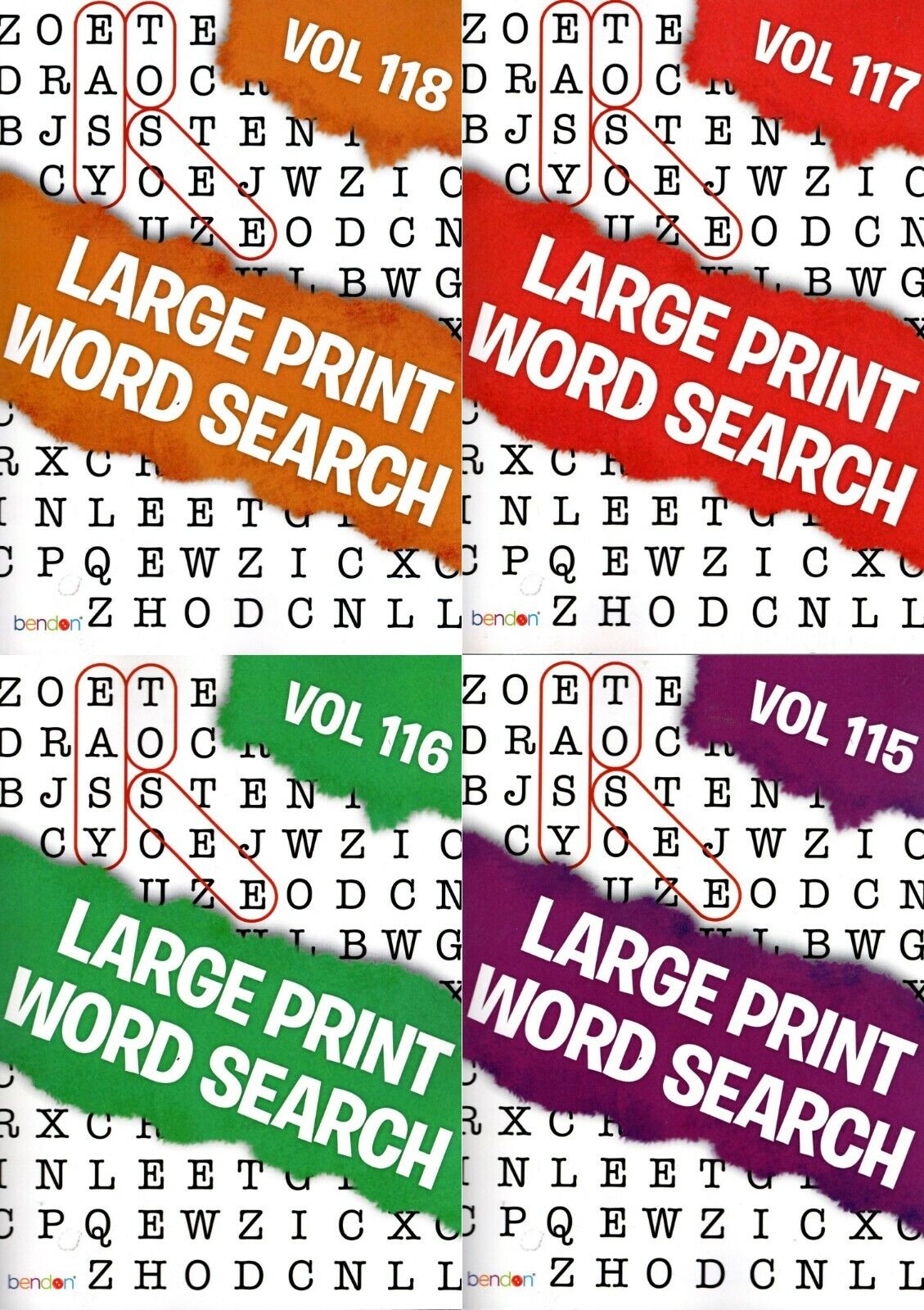 Large Print Word Search - All New Puzzles - (2018) - Vol.115 - 118 (4 Books Set)