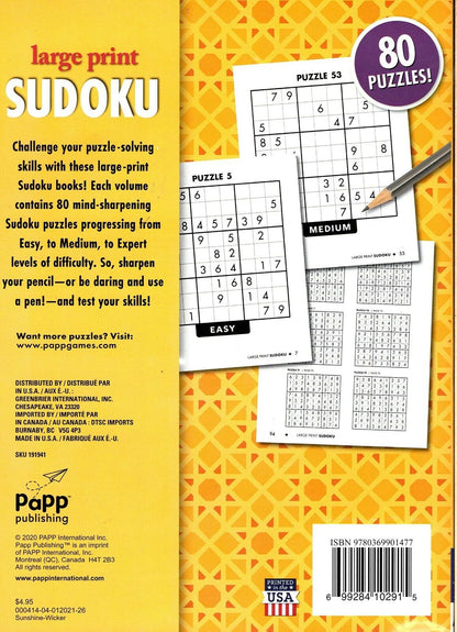 Large Print Sudoku Puzzle - Easy - Medium - Expert - All New Puzzles Vol.26